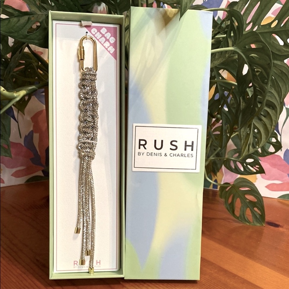 Rush by Denis & Charles Silver Bling Paracord Braided long Bag Charm or key fob